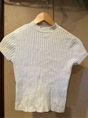 Good American cropped ribbed Short Sleeve Knit Top - Cream